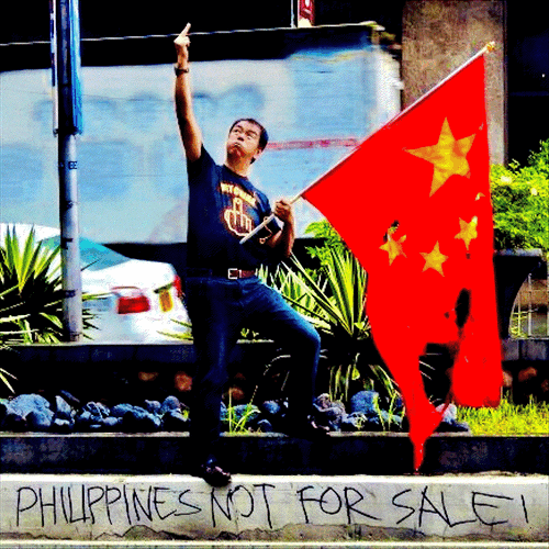 Carbonell before the Chinese Embassy in Makati, 1 July 2019.